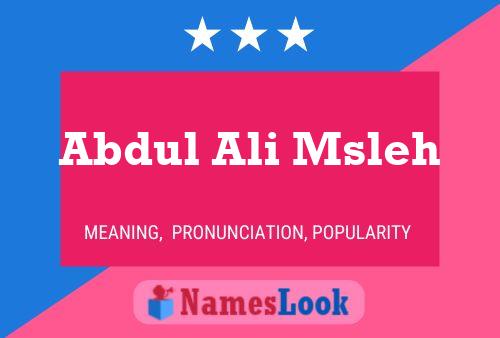 Pôster do nome Abdul Ali Msleh