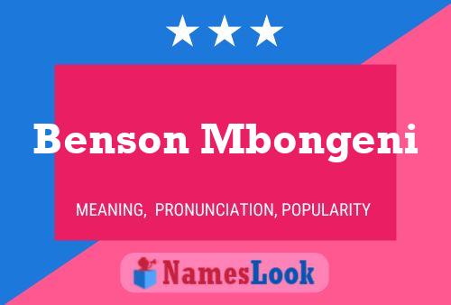 Pôster do nome Benson Mbongeni