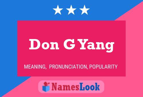 Pôster do nome Don G Yang