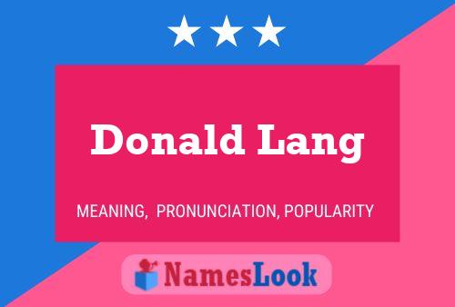 Pôster do nome Donald Lang