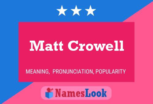 Pôster do nome Matt Crowell