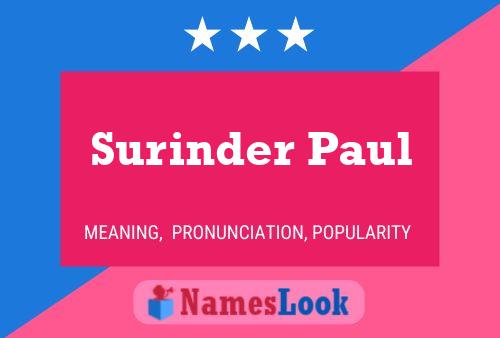 Pôster do nome Surinder Paul