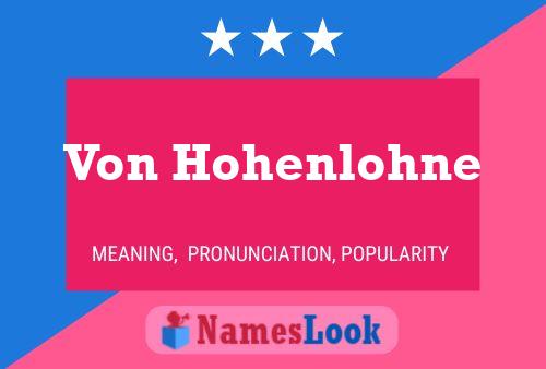 Pôster do nome Von Hohenlohne